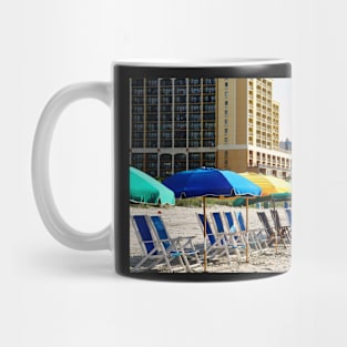 Multi color umbrellas at the beach Mug